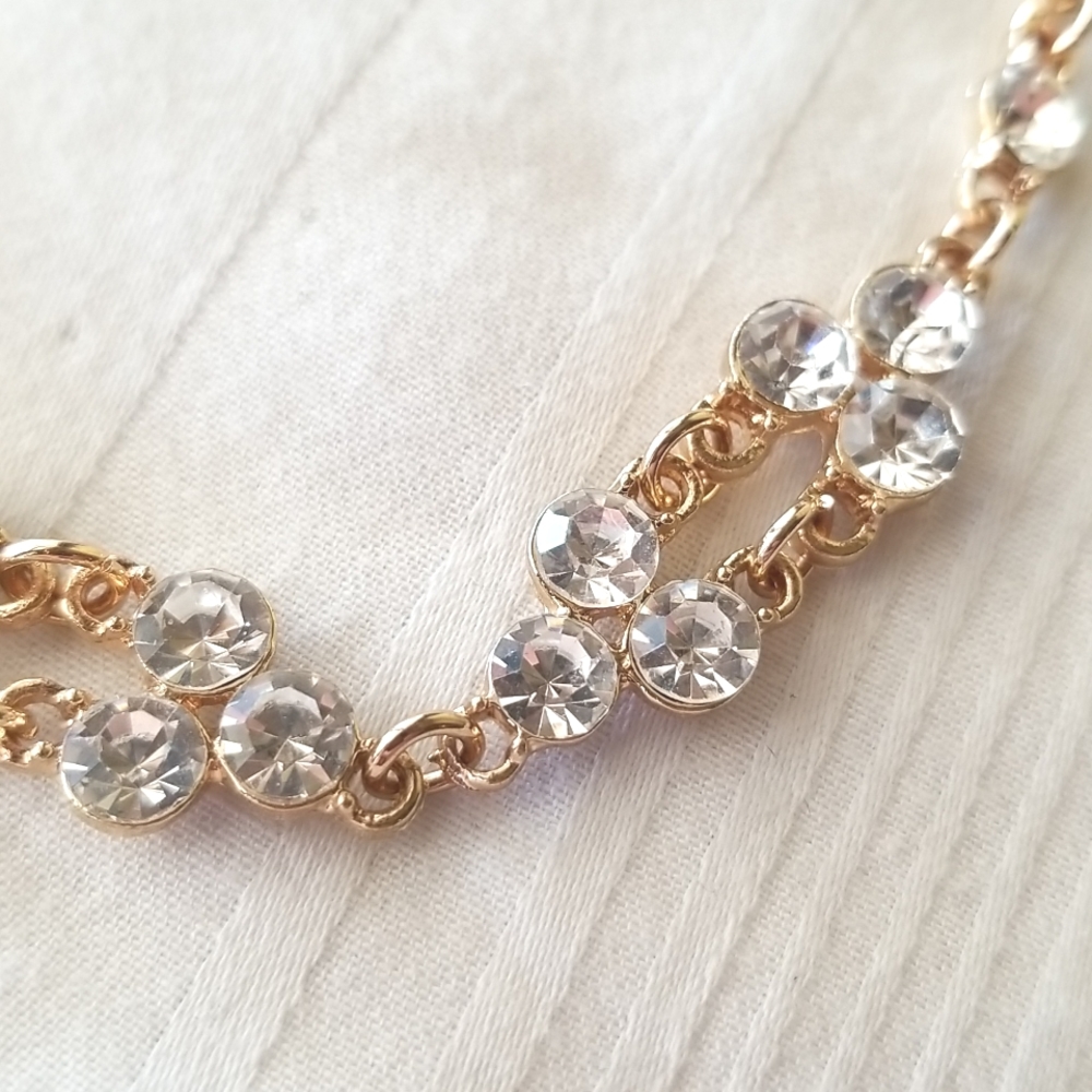 Gold Rhinestone Choker Necklace - Picture 3 of 4